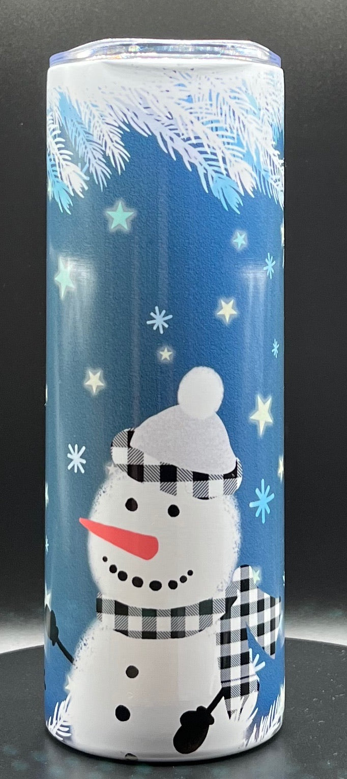 Snowman Plaid 20oz stainless tumbler