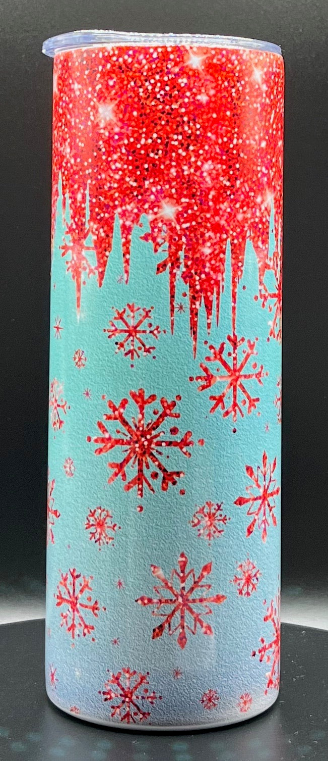 Sparkling Red Snowflakes 20oz stainless tumbler
